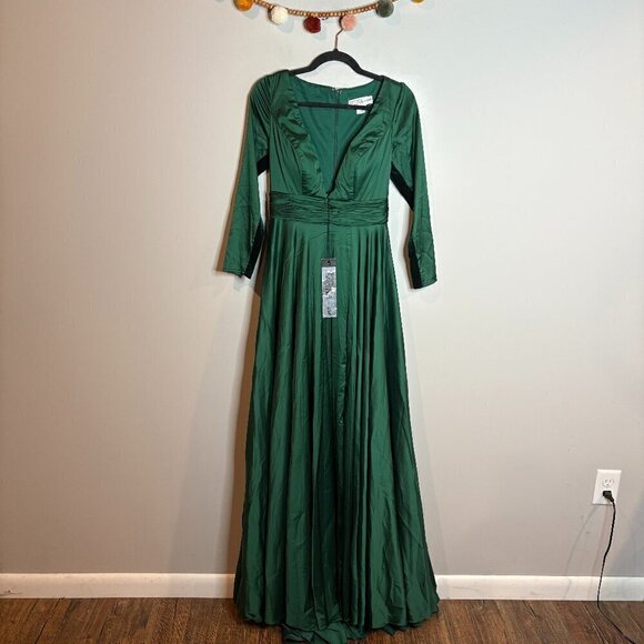 NWT Ieena for Mac Duggal 55245i Emerald Green gown - Picture 2 of 9